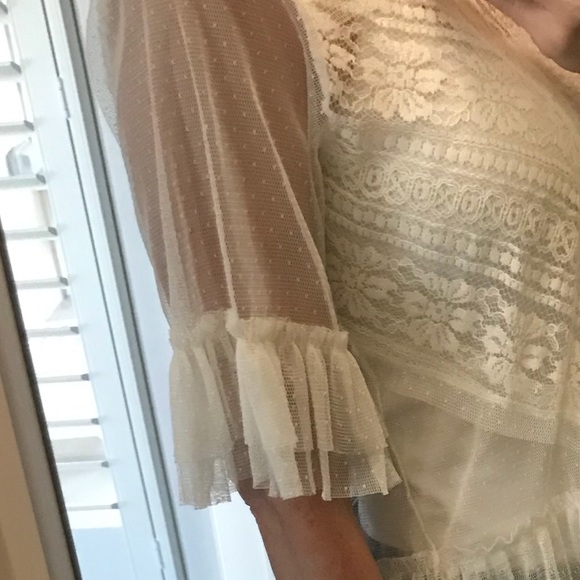 LAST ❤️ Ruffled Lace Short Sleeve Sheer Blouse - Picture 7 of 7